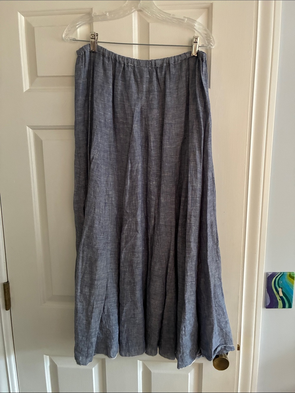 CP Shades long blue linen skirt